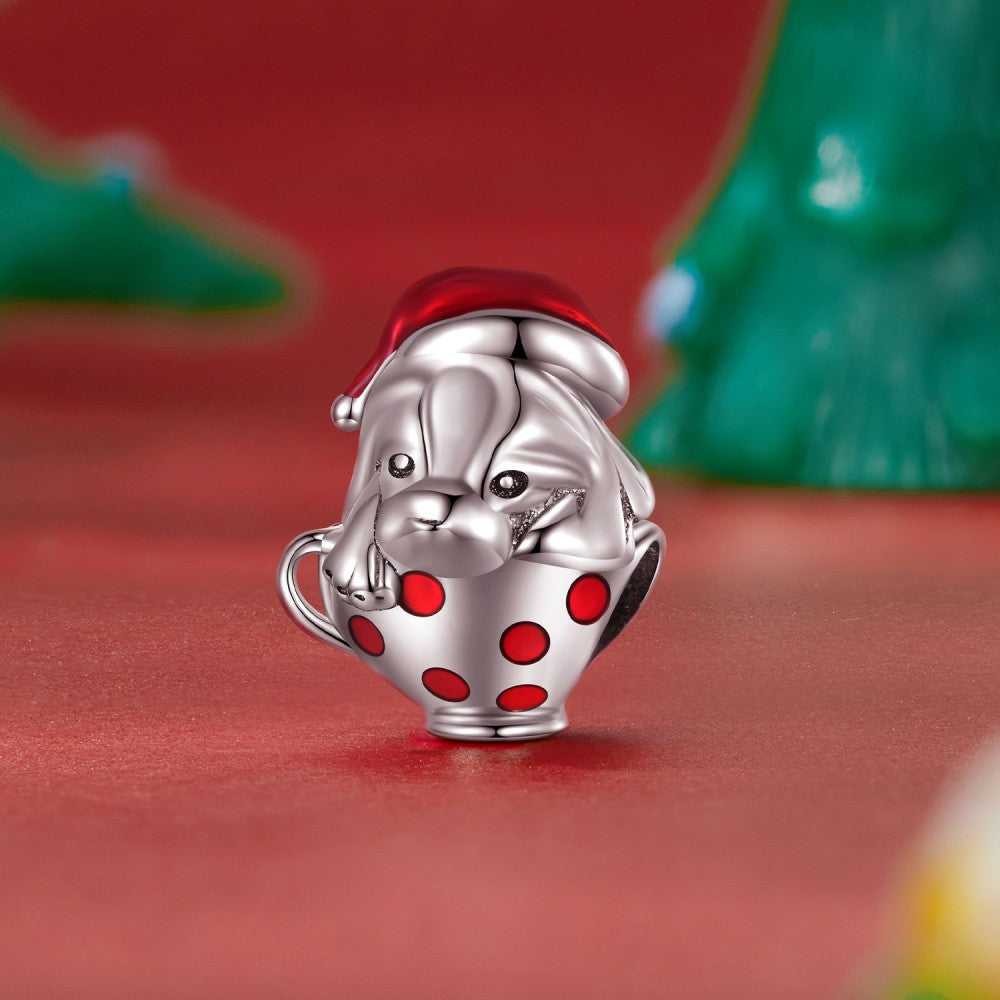 Breloque En Émail Pour Chiot, Tasse À Thé, En Argent Sterling 925, Cadeau Pour Amoureux Des Animaux De Compagnie, Dy1369