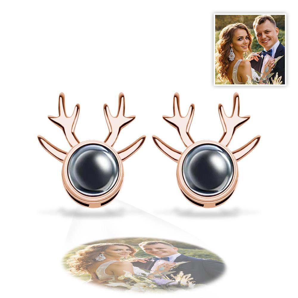 Boucle D'oreille Avec Photo De Projection Personnalisée, Motif De Corne De Cerf, Cadeaux Créatifs - soufeelfr