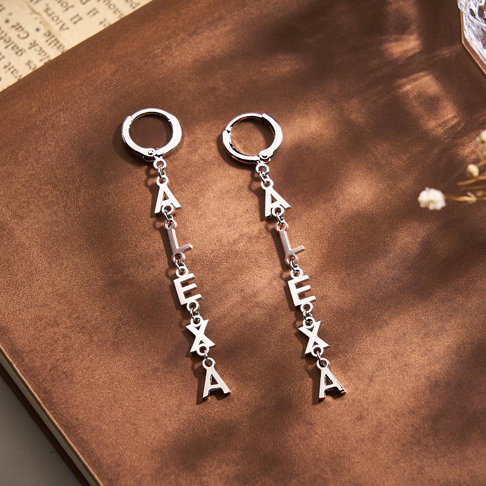 Boucles D'oreilles Avec Nom Personnalisé, Nom Vertical, Cadeaux De Style Simple - soufeelfr