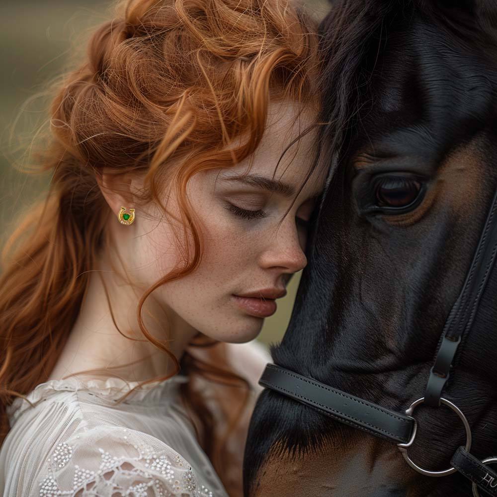 Boucles D'oreilles Personnalisées En Forme De Fer À Cheval Avec Pierre De Naissance En Forme De Cœur Et Cadeau En Zircon Pour Les Amateurs De Chevaux - soufeelfr
