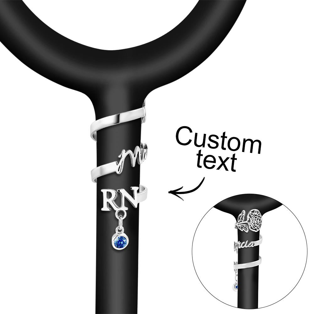 Étiquette De Nom De Stéthoscope Personnalisée Avec Fleur Du Mois De Naissance Et Pierre De Naissance Pour Médecin Infirmière - soufeelfr