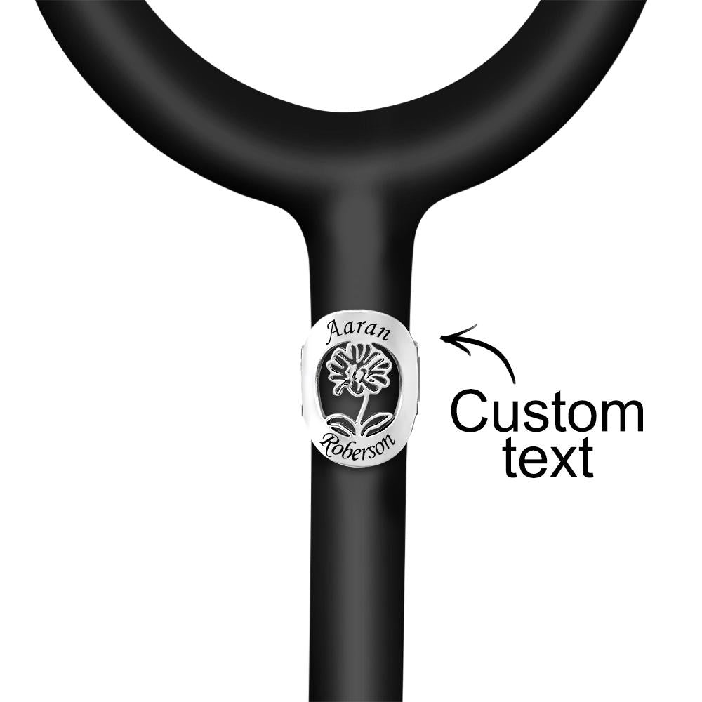 Stéthoscope Gravé Personnalisé Avec Décoration De Stéthoscope De Fleur De Naissance Ajourée Pour Infirmière - soufeelfr
