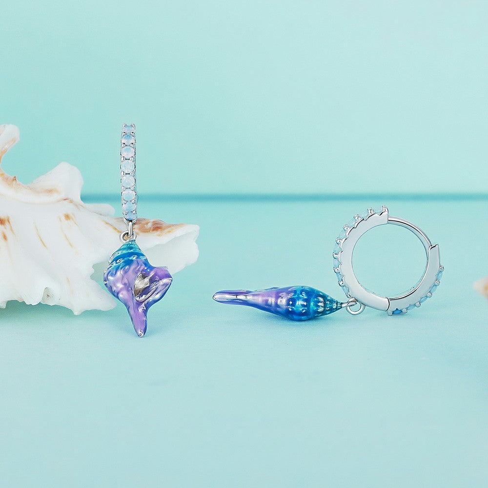 Boucles D'oreilles Fantaisie En Forme De Conque En Argent Sterling 925 Ed136