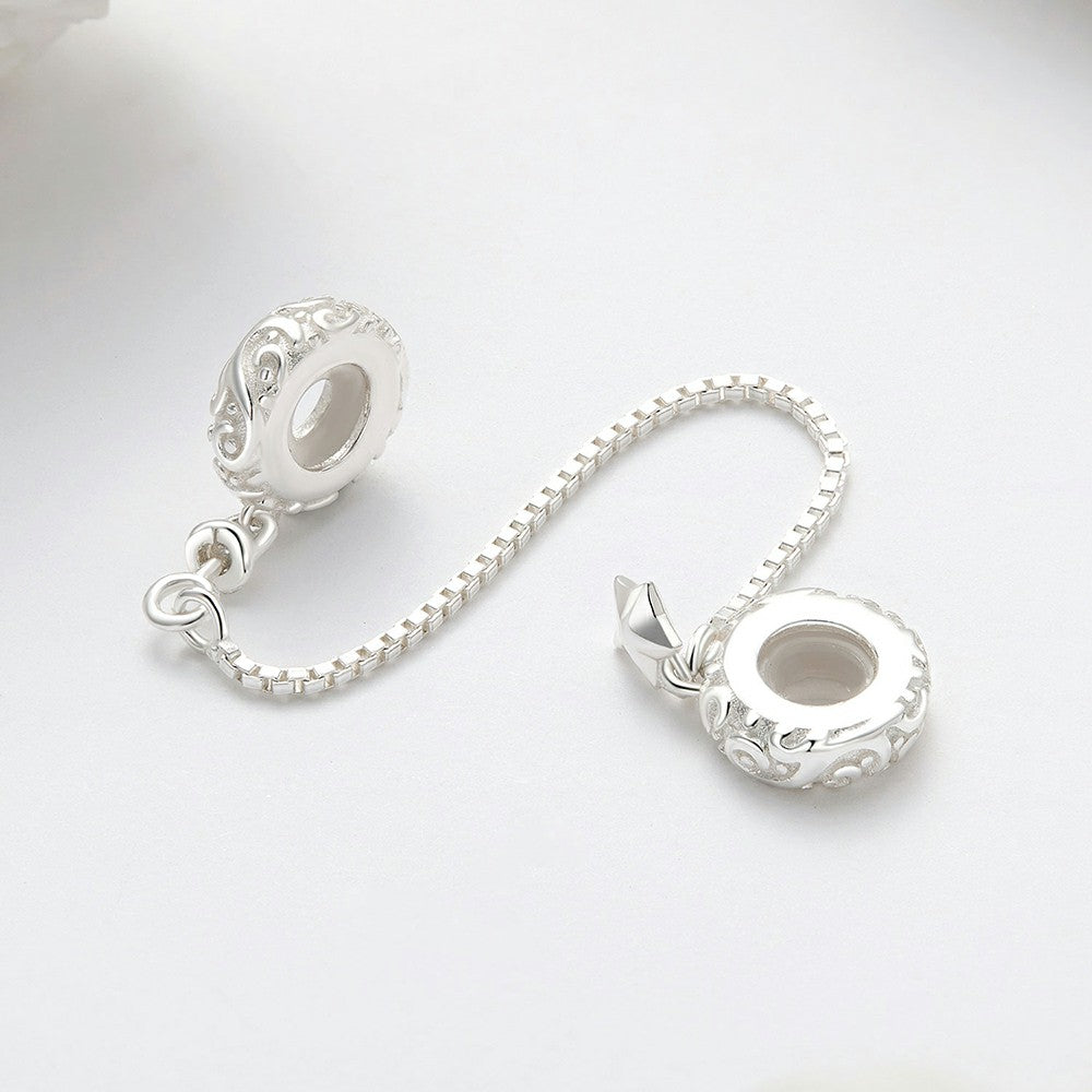 Chaîne De Charme De Sécurité À Motif Simple En Argent Sterling 925 Gsf1060