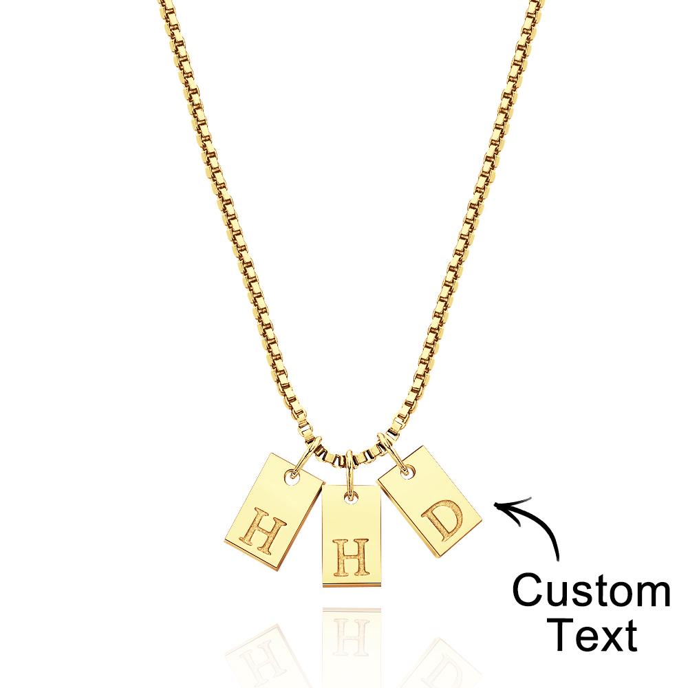 Collier Gravé Personnalisé, Cadeaux À Breloques Avec Lettres Initiales À Barres Multiples - soufeelfr