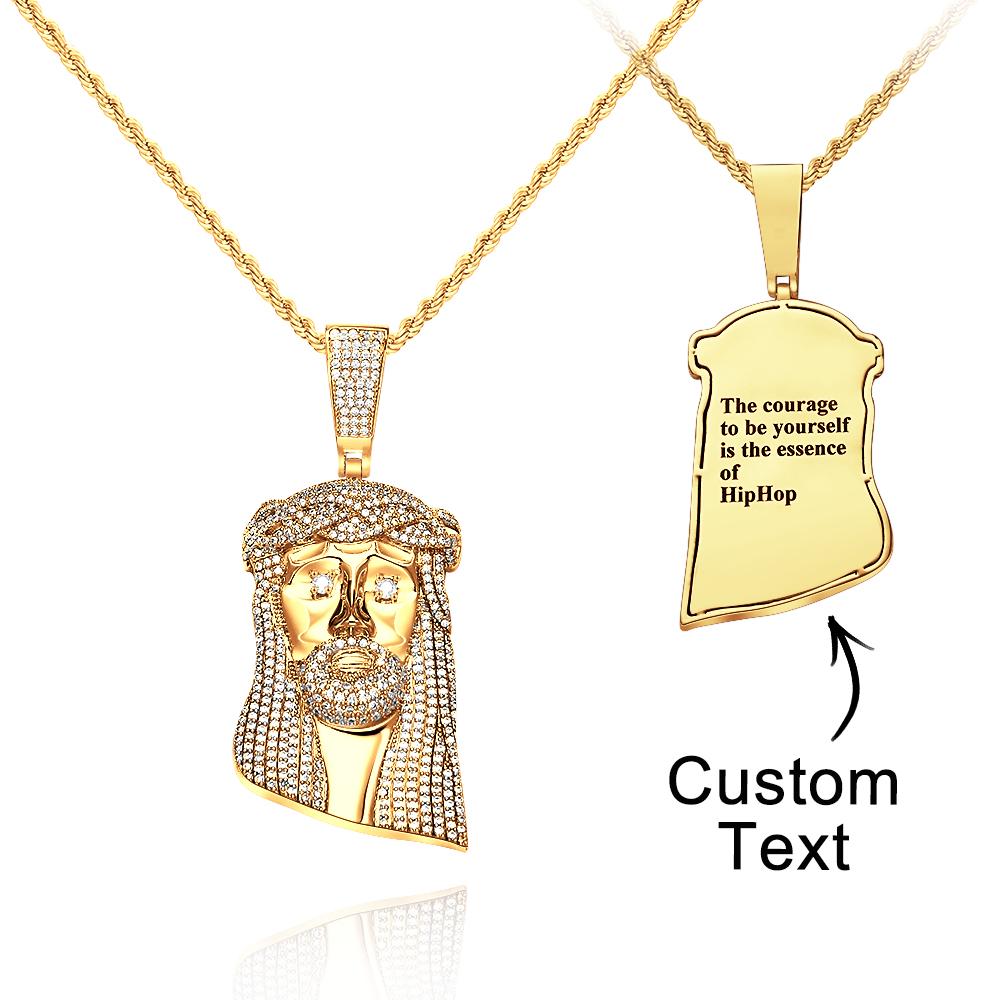 Collier Hip Hop Gravé Jésus Grand Pendentif Collier Cadeau Pour Lui - soufeelfr