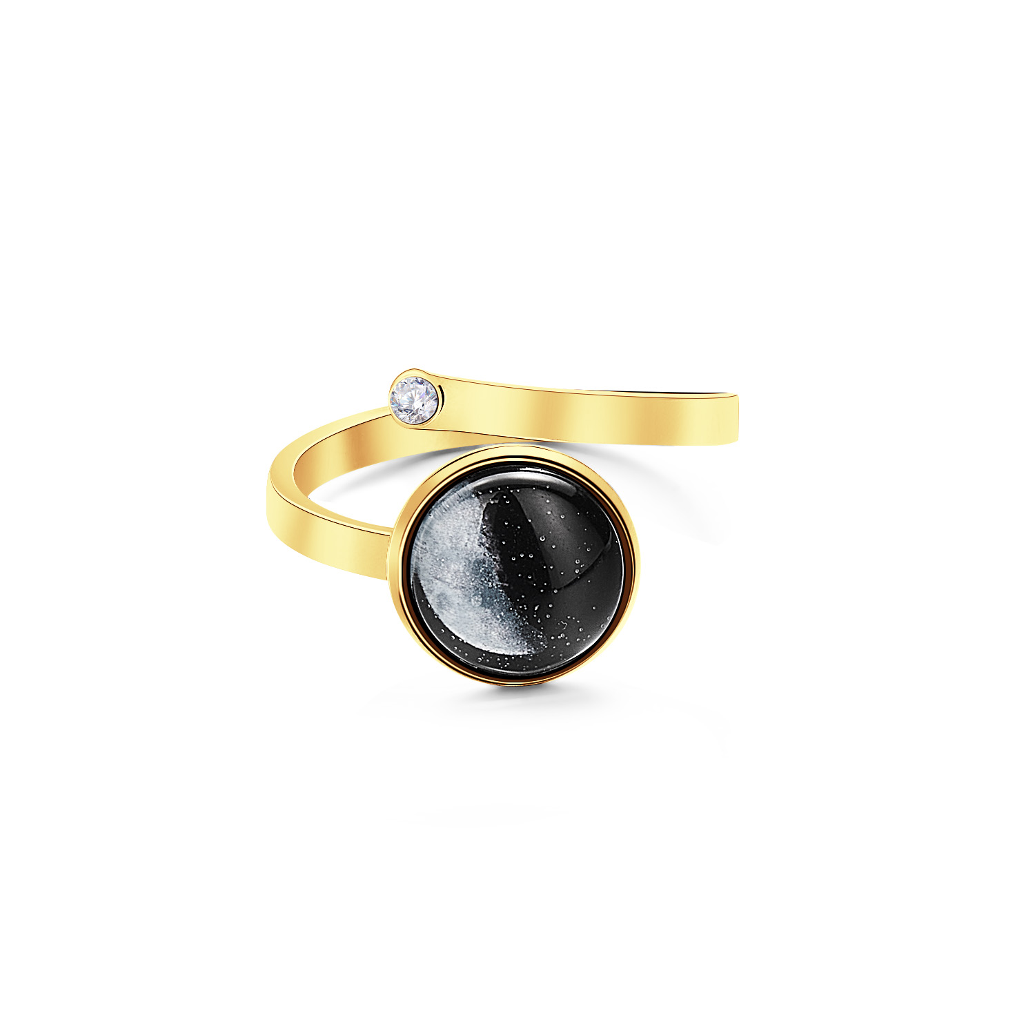 Bague Personnalisée Avec Phases De Lune Et Anneau Lumineux, Cadeau Pour Elle - soufeelfr