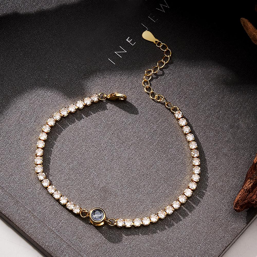 Bracelet De Tennis À Projection De Photos Personnalisé, Bracelet Photo En Cercle Tendance, Cadeaux Pour Lui - soufeelfr