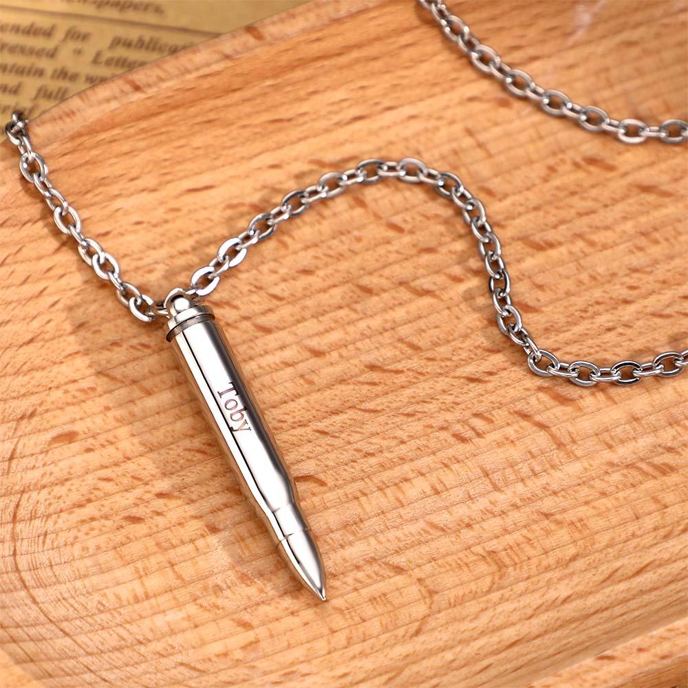 Collier Avec Nom Personnalisé, Balle En Métal, Cadeau Cool Pour Hommes - soufeelfr