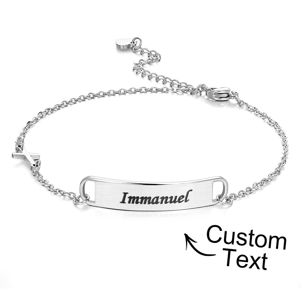 Bracelet Gravé Personnalisé, Croix Créative, Cadeaux Simples En Métal - soufeelfr