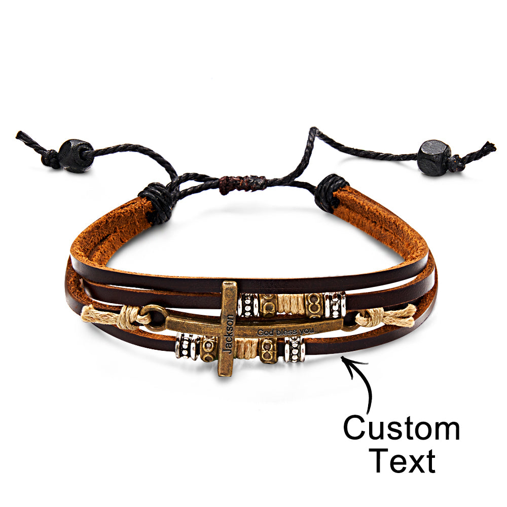 Bracelet Avec Nom Personnalisé, Pile Rétro, Croix De Rome, Cadeau - soufeelfr
