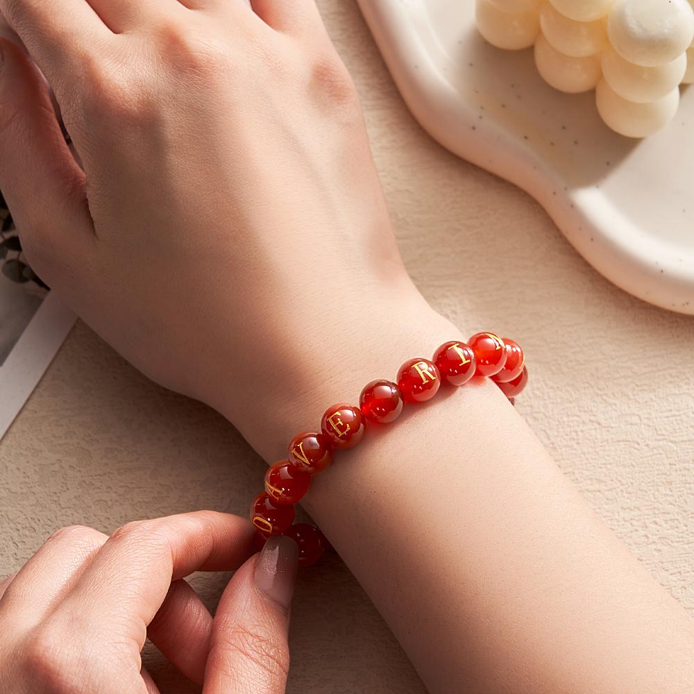 Bracelet Personnalisé Avec Nom Et Lettres, Perles En Pierre Pour Elle