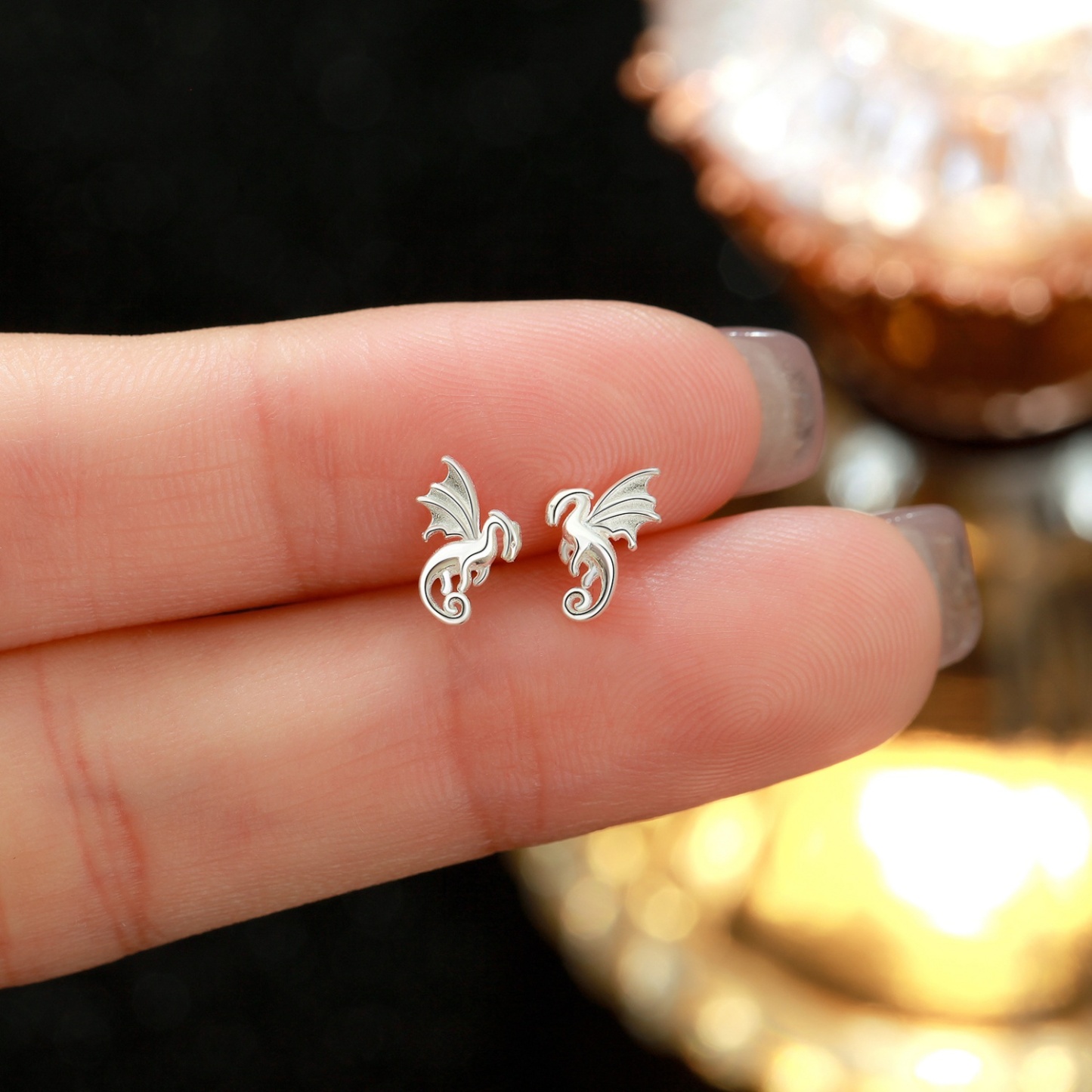 Petites Boucles D'oreilles À Tige En Argent Sterling Avec Dragon - soufeelfr
