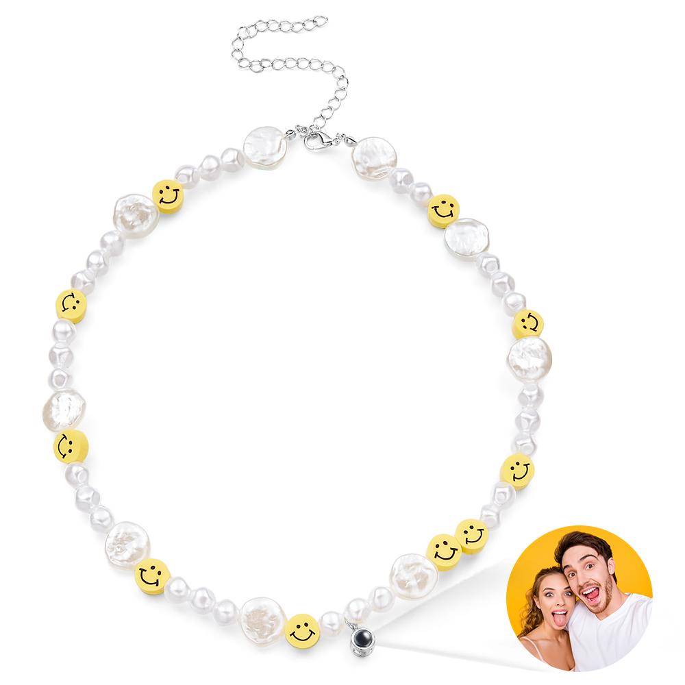 Collier De Projection Personnalisé, Visage Souriant, Perle Irrégulière, Cadeau D'été Y2k - soufeelfr