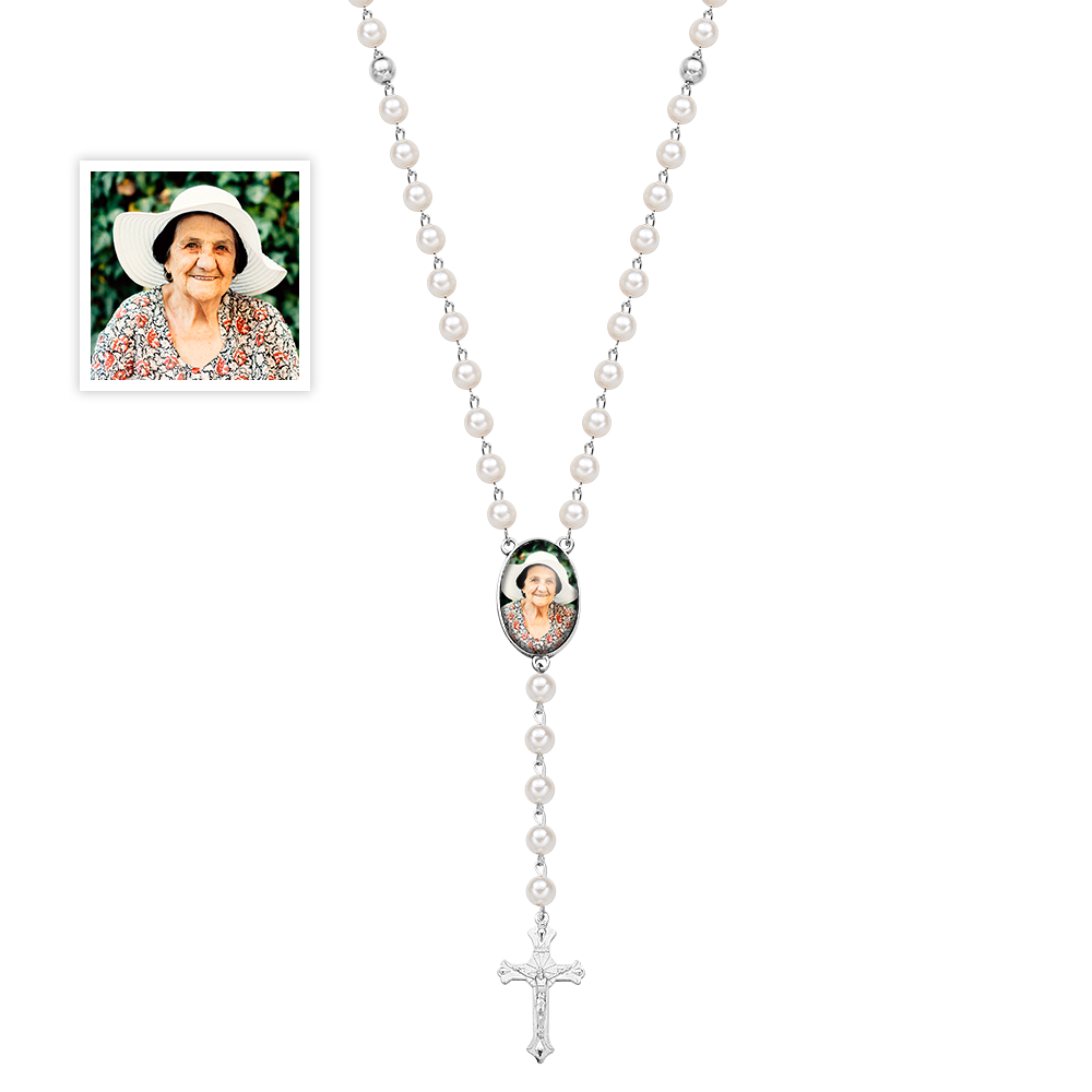 Chapelet Personnalisé En Perles, Collier Multicolore Avec Croix, Collier Personnalisé Avec Photo, Cadeau Commémoratif Pour Femmes
