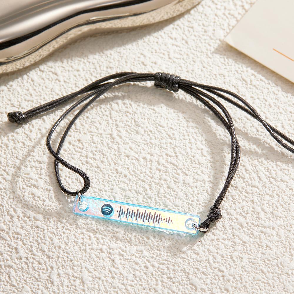 Code Spotify Scannable Bracelet De Couleur Dégradé Transparent Musique Personnalisée Laser Plaque Acrylique Colorée Bracelet Réglable Cadeau Pour Lui - soufeelfr