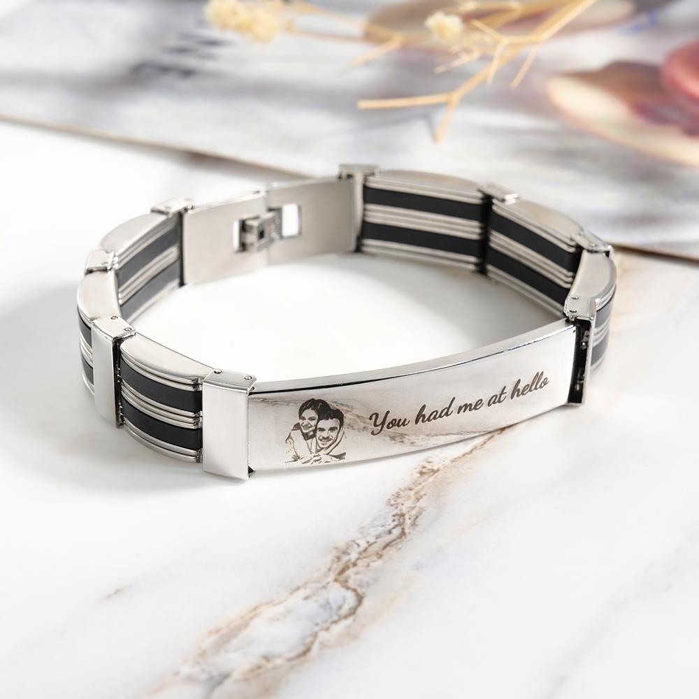 Bracelet Photo Personnalisé Avec Texte Bracelet Tendance Cadeau Fête Des Pères Pour Homme - soufeelfr