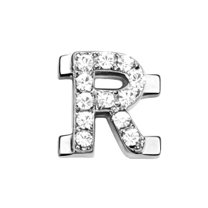 Lettre Avec Pendentif R En Diamant - Argent