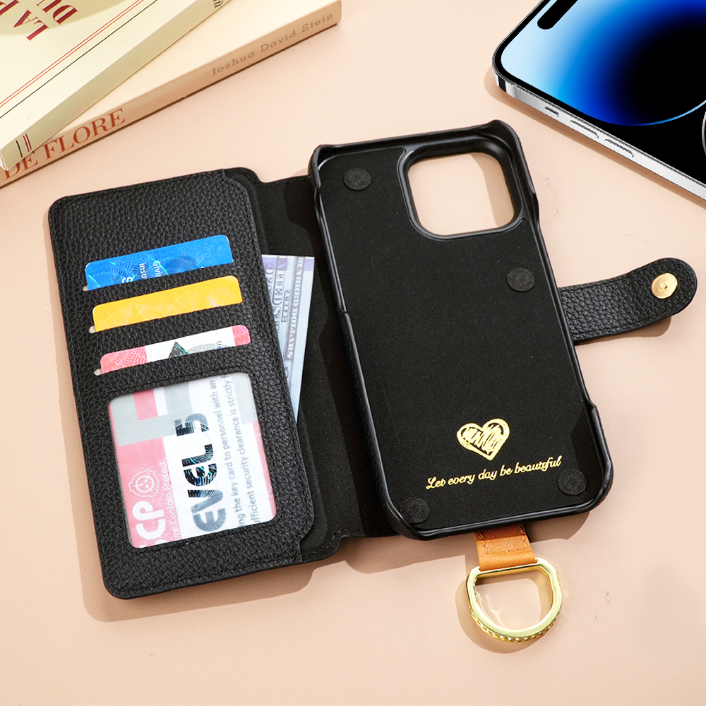 Étui Portefeuille À Rabat En Cuir Avec Porte-cartes Et Nom De Fleur De Naissance Personnalisé - soufeelfr