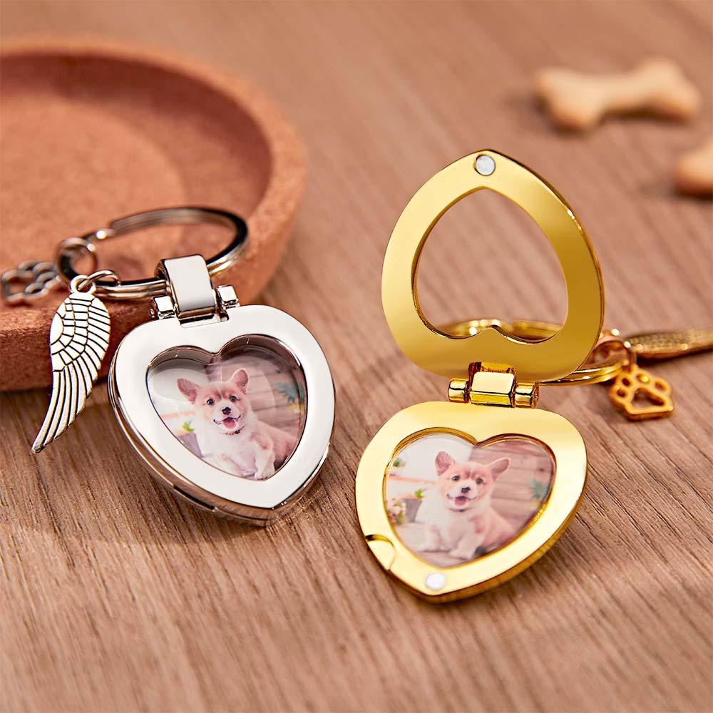 Porte-clés Photo Personnalisé Avec Aile Et Patte D'ange, Cadeaux Commémoratifs Personnalisés Pour Animaux De Compagnie - soufeelfr