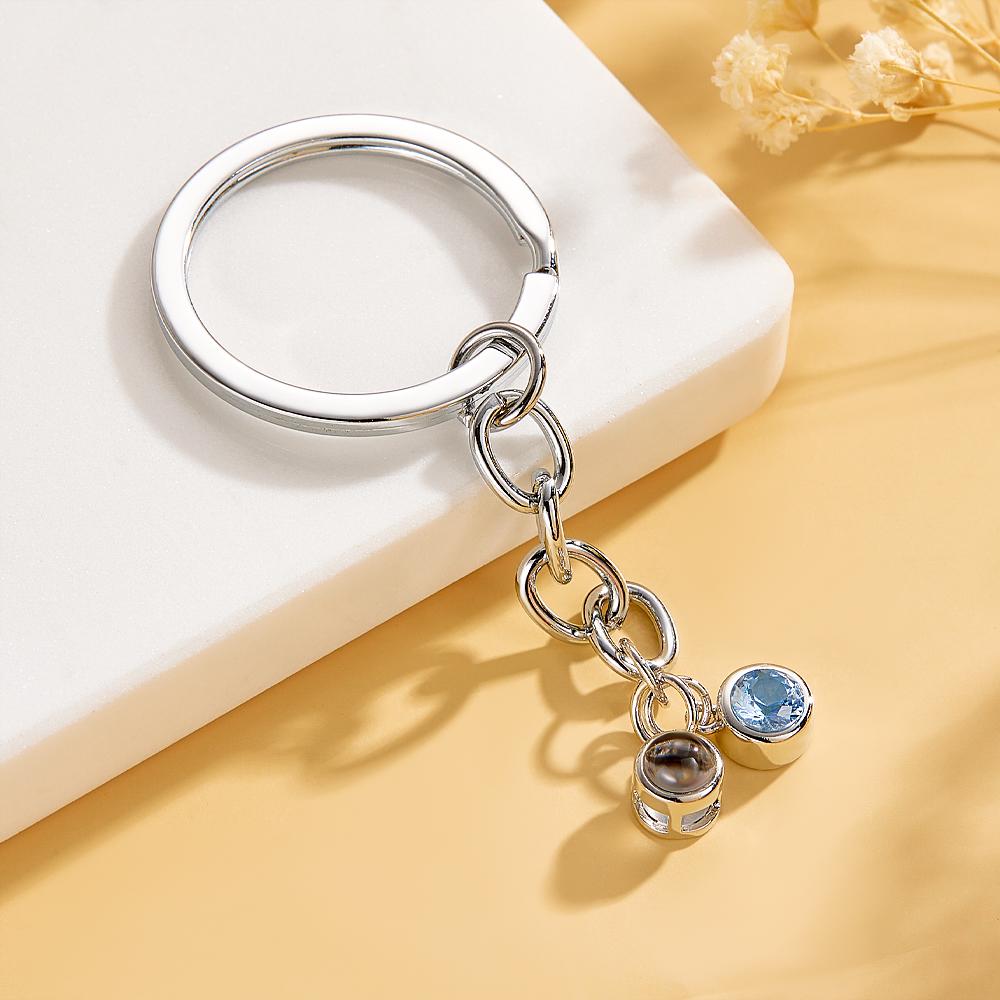 Porte-clés De Projection De Photo Personnalisé, Pendentif Décoratif Avec Pierre De Naissance, Cadeau D'anniversaire Pour Femmes Et Hommes - soufeelfr