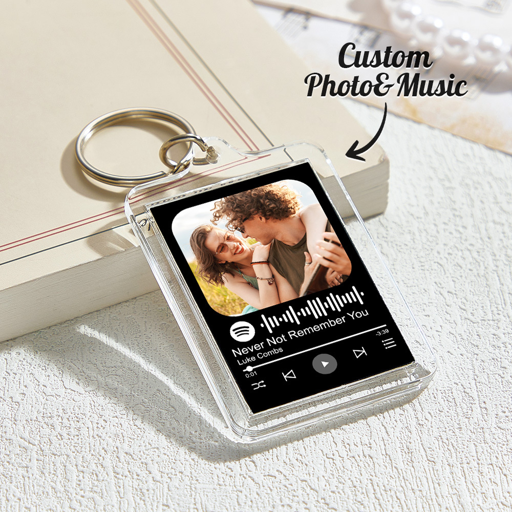 Porte-clés Photo Personnalisé Spotify Code Porte-clés Acrylique Avec Pochette - soufeelfr