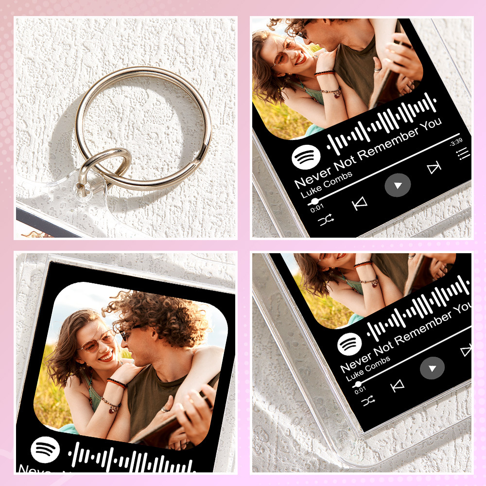 Porte-clés Photo Personnalisé Spotify Code Porte-clés Acrylique Avec Pochette - soufeelfr