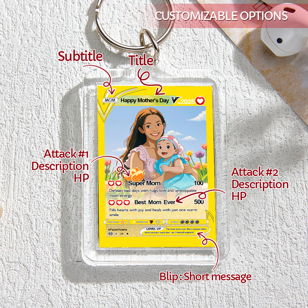 Porte-clés Photo Personnalisé En Acrylique Avec Texte Personnalisé, Cadeau Idéal Pour La Famille - soufeelfr