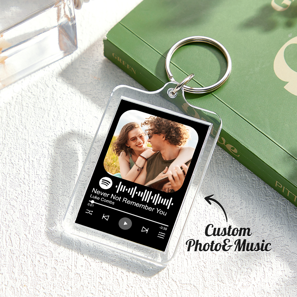 Porte-clés Photo Personnalisé Spotify Code Porte-clés Acrylique Avec Pochette - soufeelfr