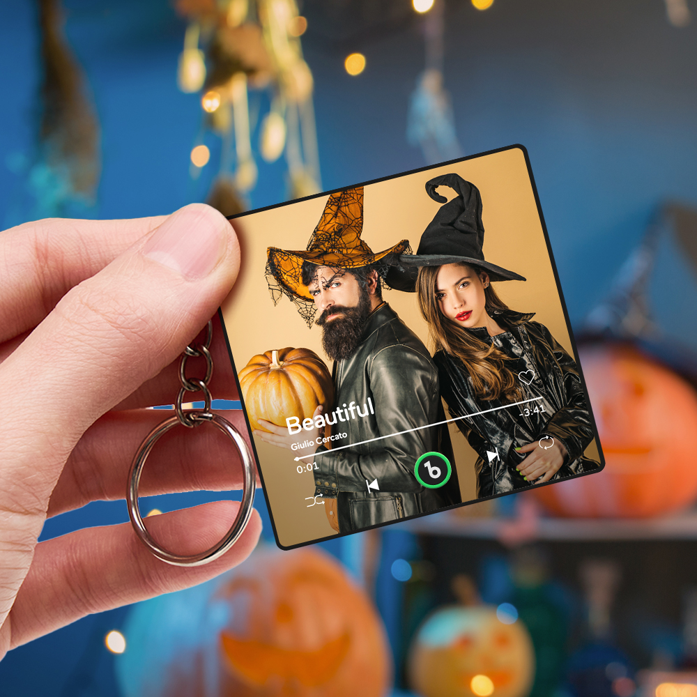 Porte-clés Photo Personnalisé, Boîte À Musique, Breloque De Sac Qui Joue De La Musique Sans Téléphone Portable, Cadeaux D'halloween - soufeelfr