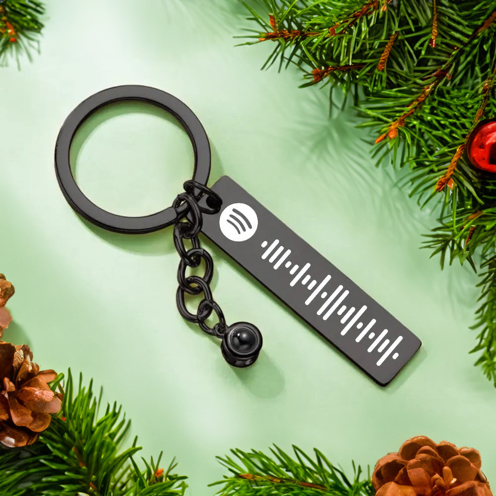 Projection Personnalisée Spotify Code Porte-clés Porte-clés En Métal Porte-clés Drôle Cadeau De Noël Pour Elle - soufeelfr