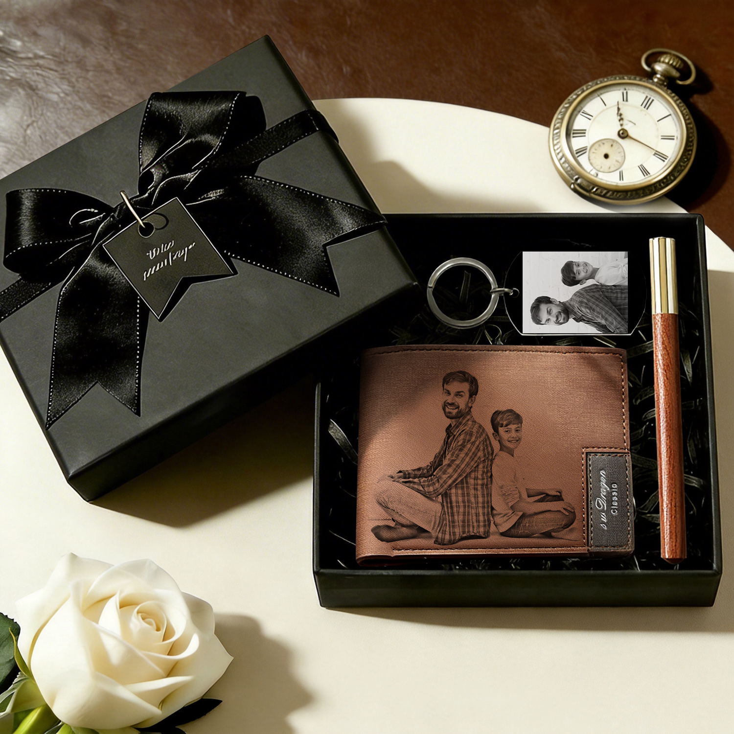 Portefeuille Photo Personnalisé Et Porte-clés Calendrier Photo - Cadeau Pour La Fête Des Pères (pour Lui) - soufeelfr