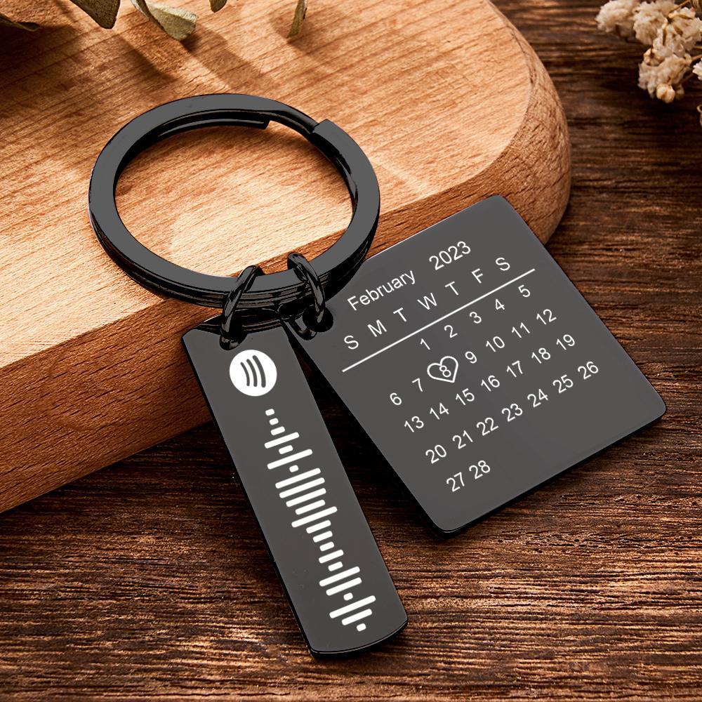 Porte-clés Avec Calendrier Personnalisé, Jour Spécial, Photo Importante, Cœur, Carré, Cercle, Code Musical, Porte-clés En Métal, Cadeau D'anniversaire - soufeelfr