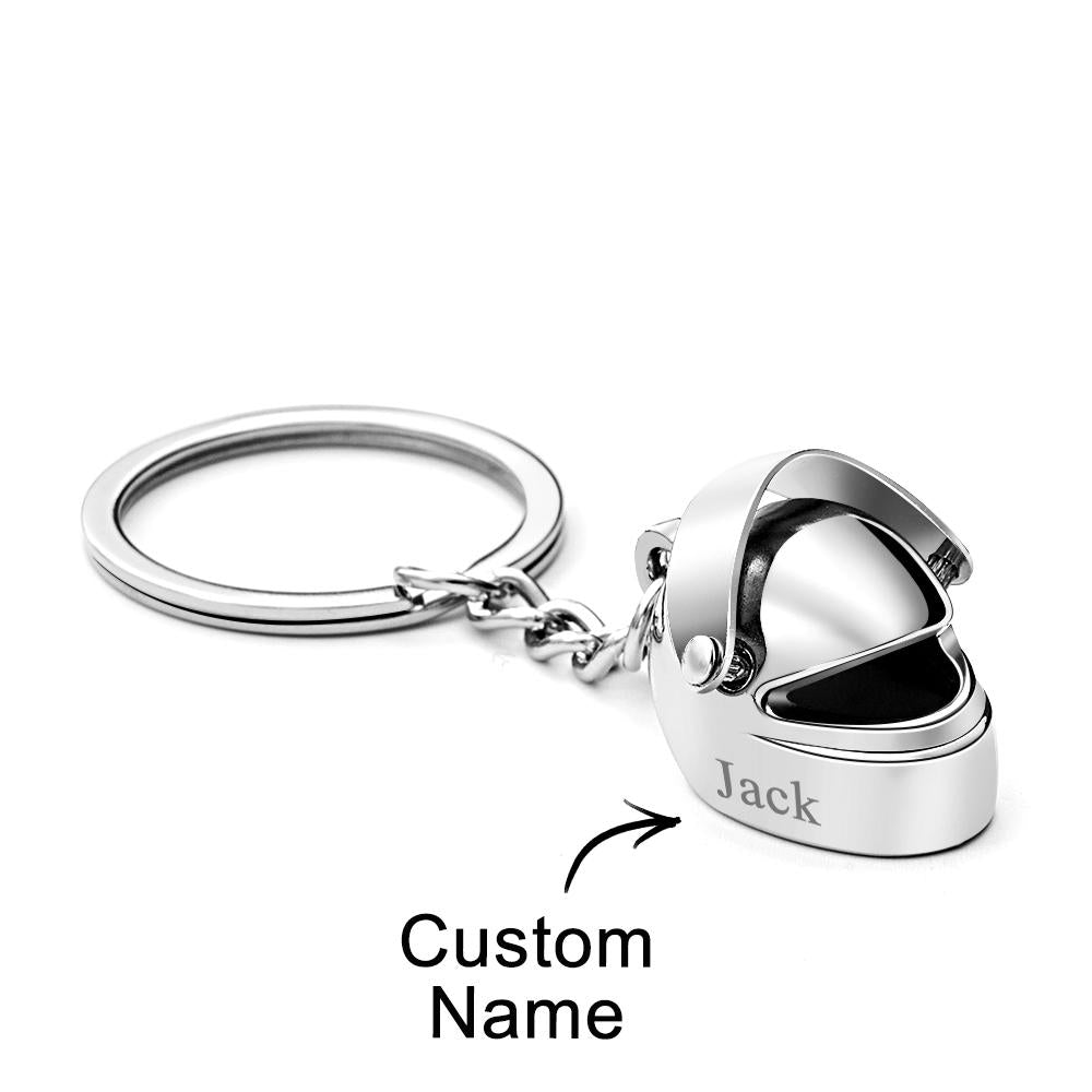 Porte-clés de casque de moto avec nom personnalisé, porte-clés de motard  personnalisé avec monogramme, cadeau d'anniversaire/fête des pères pour