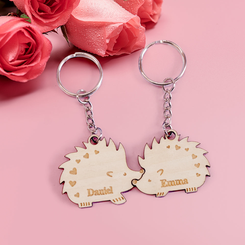 Porte-clés Personnalisé Assorti Pour Couple, Hérissons, Cadeaux De Saint-valentin Pour Amoureux - soufeelfr