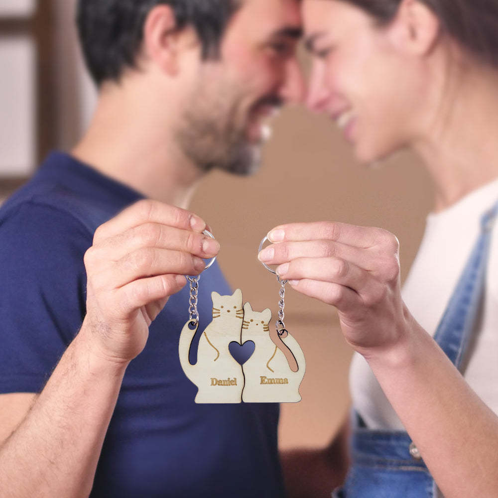 Porte-clés Personnalisé Assorti Pour Couple, Chats, Cadeaux De Saint-valentin Pour Amoureux - soufeelfr