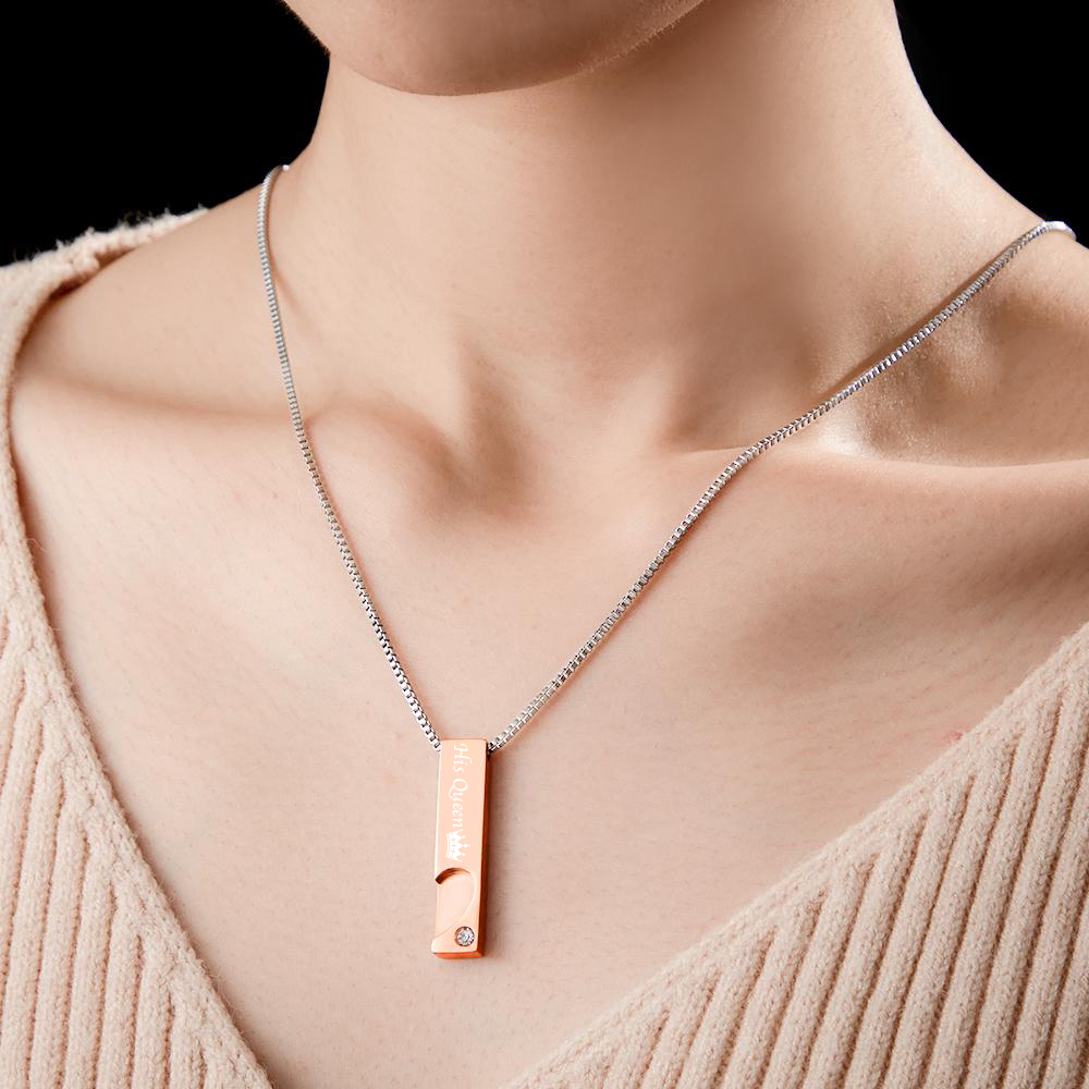 Collier De Couple Gravé Personnalisé Cadeaux De Personnalité De Couronne Créative