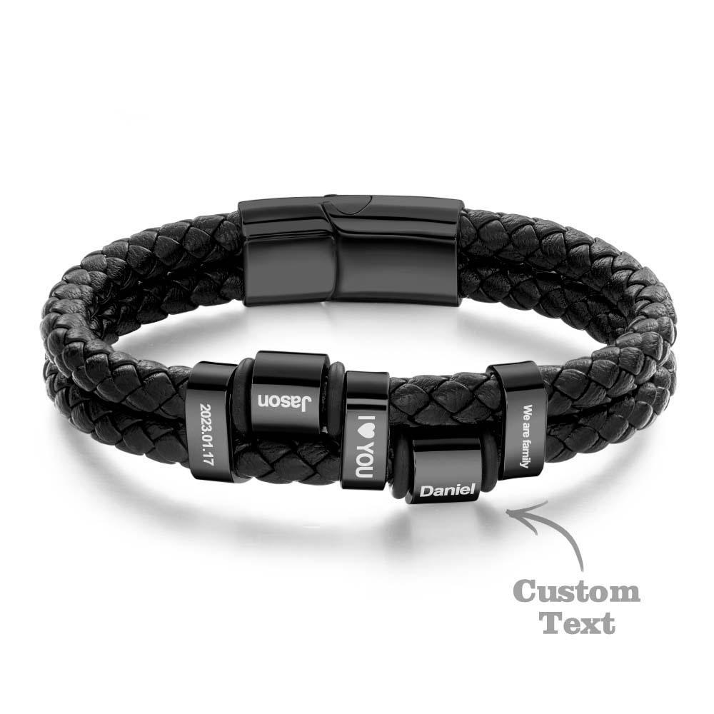 Bracelet En Cuir Et Acier Inoxydable Pour Hommes, Design De Style Punk, Boucle Magnétique En Acier, Cadeau D'anniversaire Pour Hommes - soufeelfr