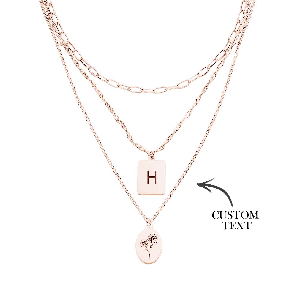 Collier De Fleurs Avec Lettres Personnalisées En Couches, Cadeaux D'anniversaire Pour Femmes - soufeelfr