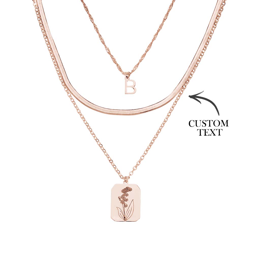 Collier De Lettres Personnalisé En Couches, Collier De Fleurs Personnalisé, Cadeaux D'anniversaire Pour Elle - soufeelfr