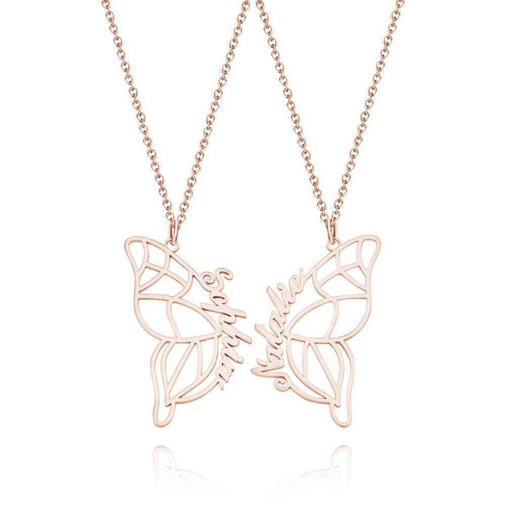 Collier Personnalisé À Deux Papillons, Ensemble De Meilleurs Amis, Collier Bff Personnalisé Pour 2 Ailes De Papillon, Cadeau D'amitié - soufeelfr