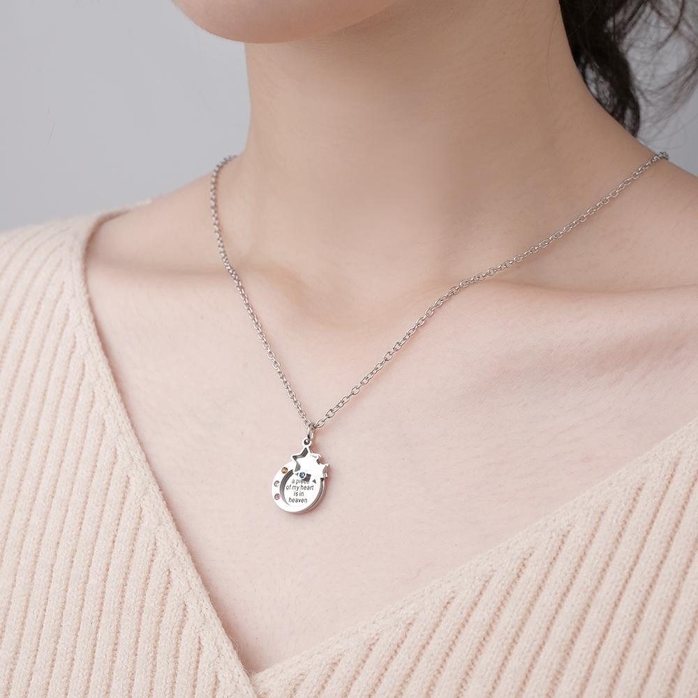 Collier De Pierre De Naissance Gravé Personnalisé, Cadeaux Créatifs À Double Couche - soufeelfr