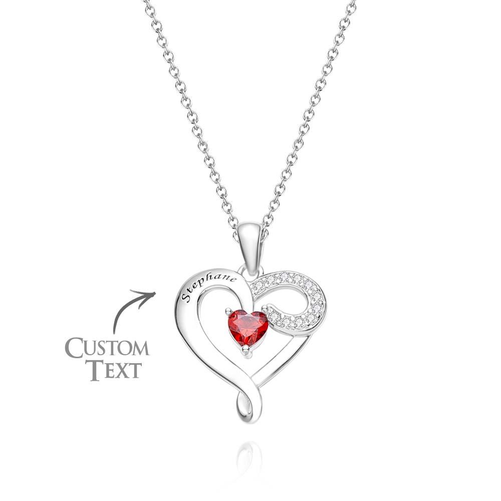 Collier Avec Pierre De Naissance Personnalisée, Pendentif Créatif En Forme De Cœur En Zircon Pour Femmes - soufeelfr