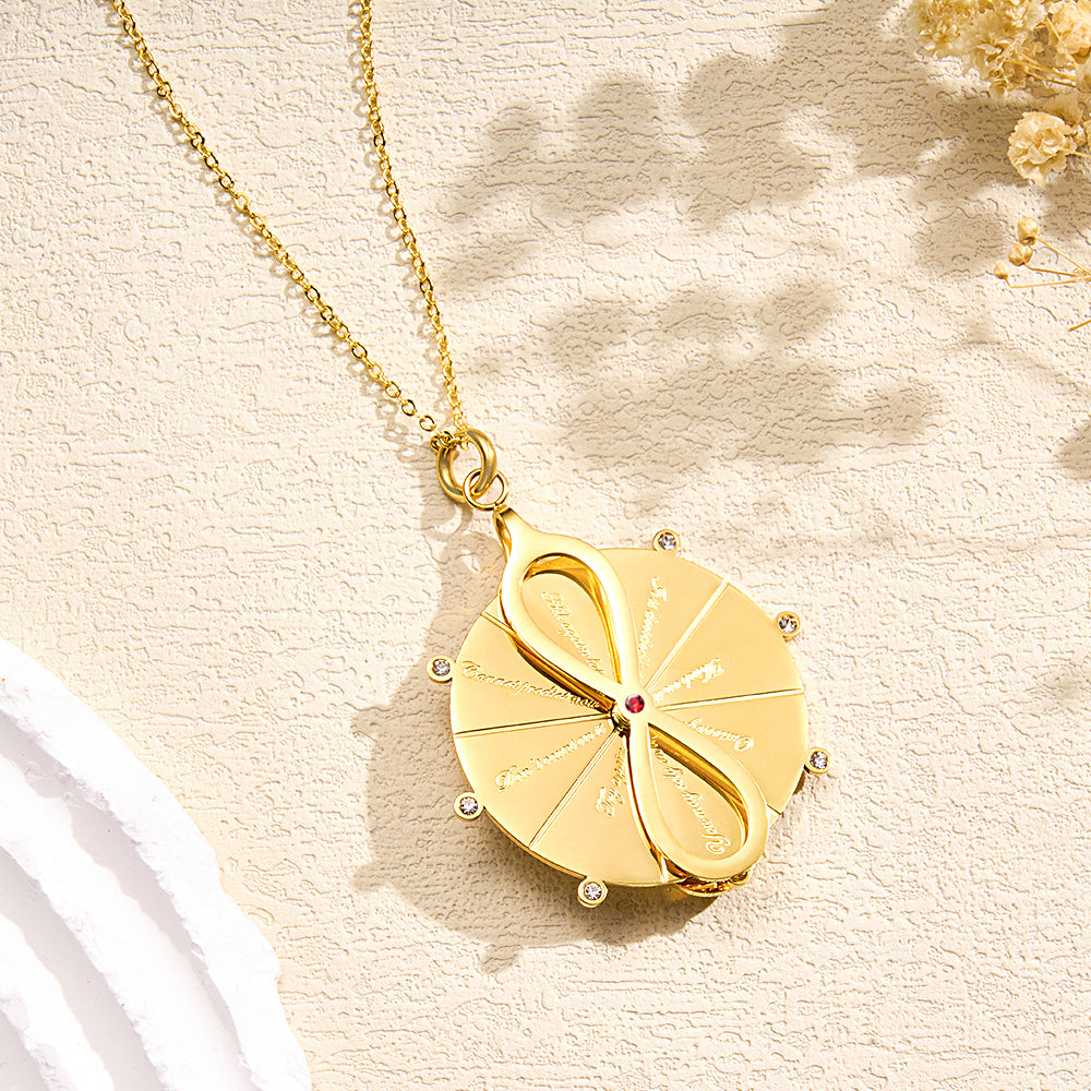 Collier Plateau Tournant Gravé Personnalisé, Disque Double Face, Pendentif Proverbe, Cadeau D'amour - soufeelfr