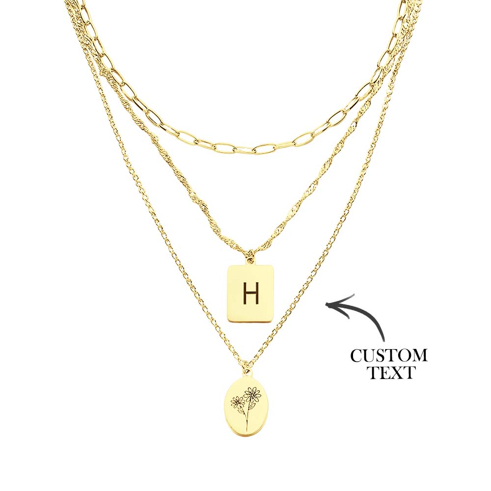 Collier De Fleurs Avec Lettres Personnalisées En Couches, Cadeaux D'anniversaire Pour Femmes - soufeelfr