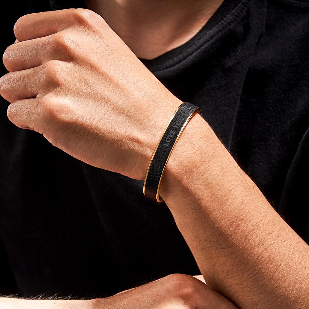Bracelet Cuir Homme Personnalisé Bracelet Ajustable Vintage En Acier Inoxydable Personnalisé - soufeelfr
