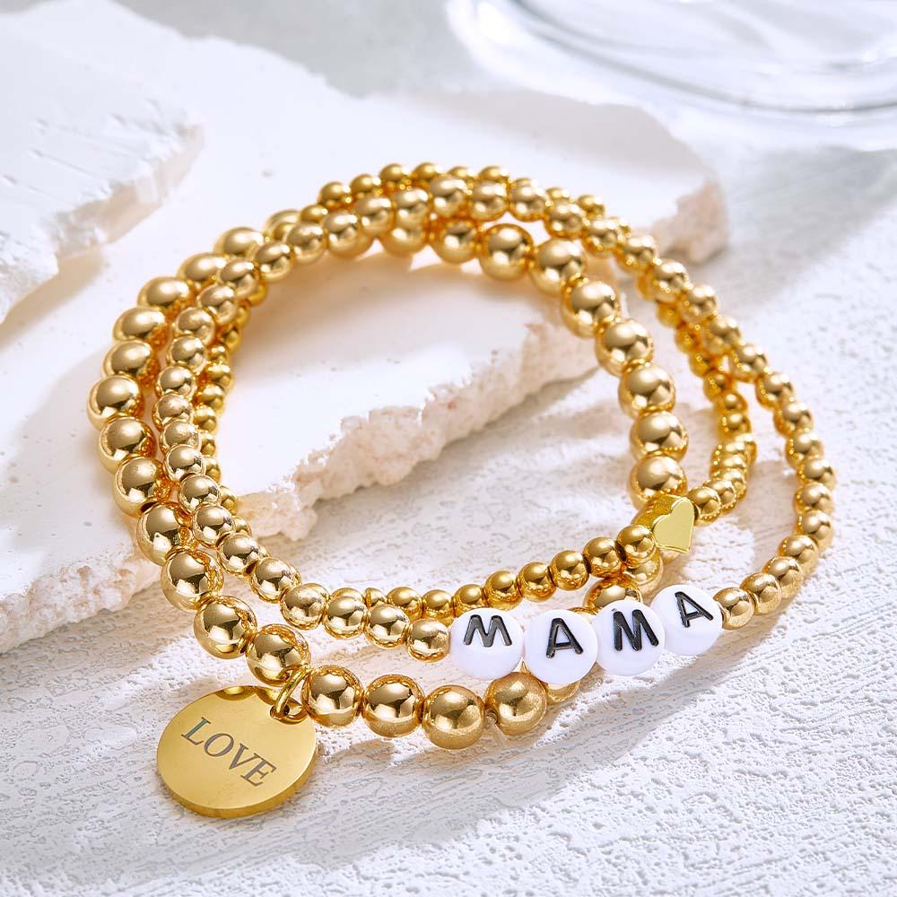Bracelet De Perles Personnalisé Avec Nom, Pile, Style Bohémien, Cadeau De Fête Des Mères - soufeelfr