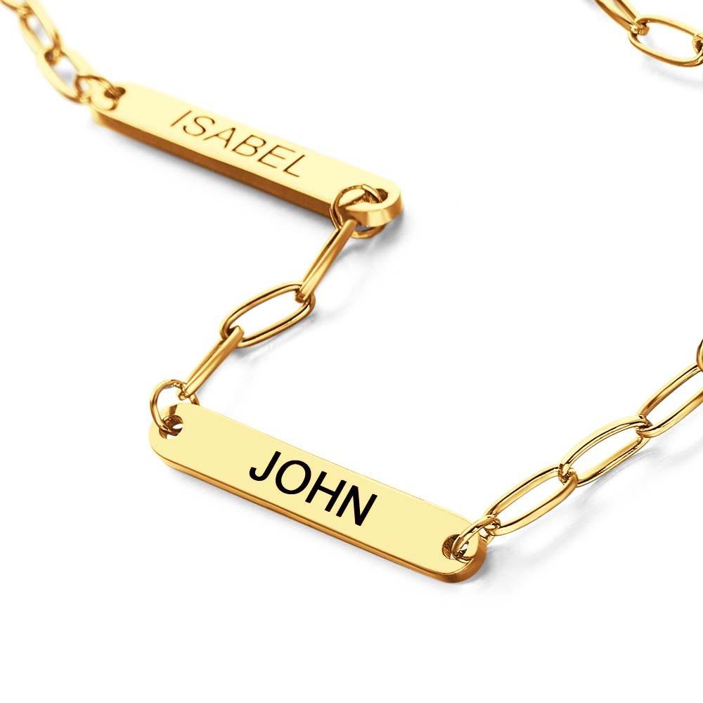 Mini Bracelet Personnalisé Avec Barre De Nom, Bracelet À Breloques Gravé Minimaliste Avec Une Chaîne À Trombone Délicate, Cadeau Pour Nouvelle Maman - soufeelfr