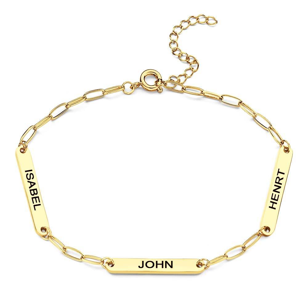 Mini Bracelet Personnalisé Avec Barre De Nom, Bracelet À Breloques Gravé Minimaliste Avec Une Chaîne À Trombone Délicate, Cadeau Pour Nouvelle Maman - soufeelfr