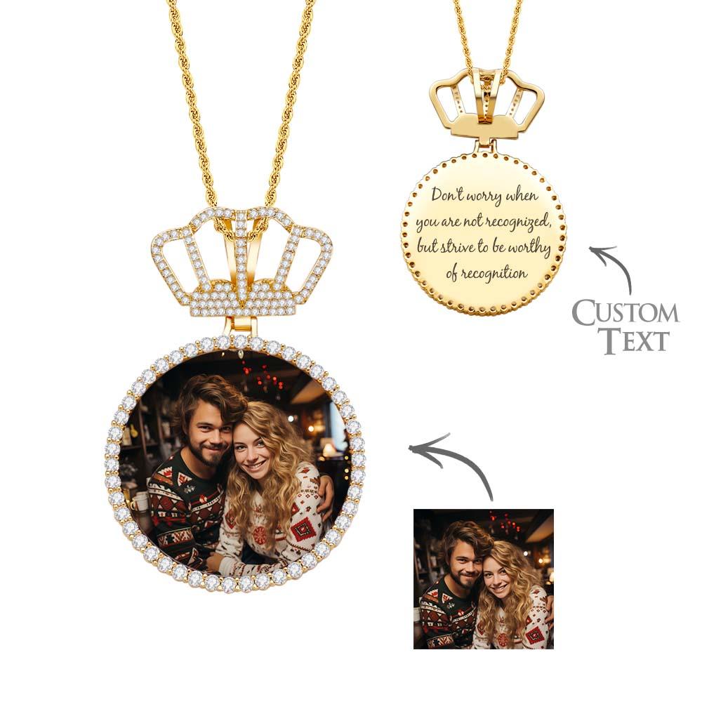 Collier Photo Hip Hop Avec Pendentif Couronne Roi, Bijoux Cadeaux Pour Hommes - soufeelfr